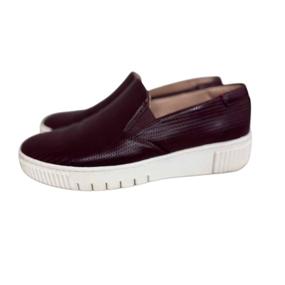 Soul Naturalizer Tia Burgundy leather slip on sneakers thick white sole Sz 9.5